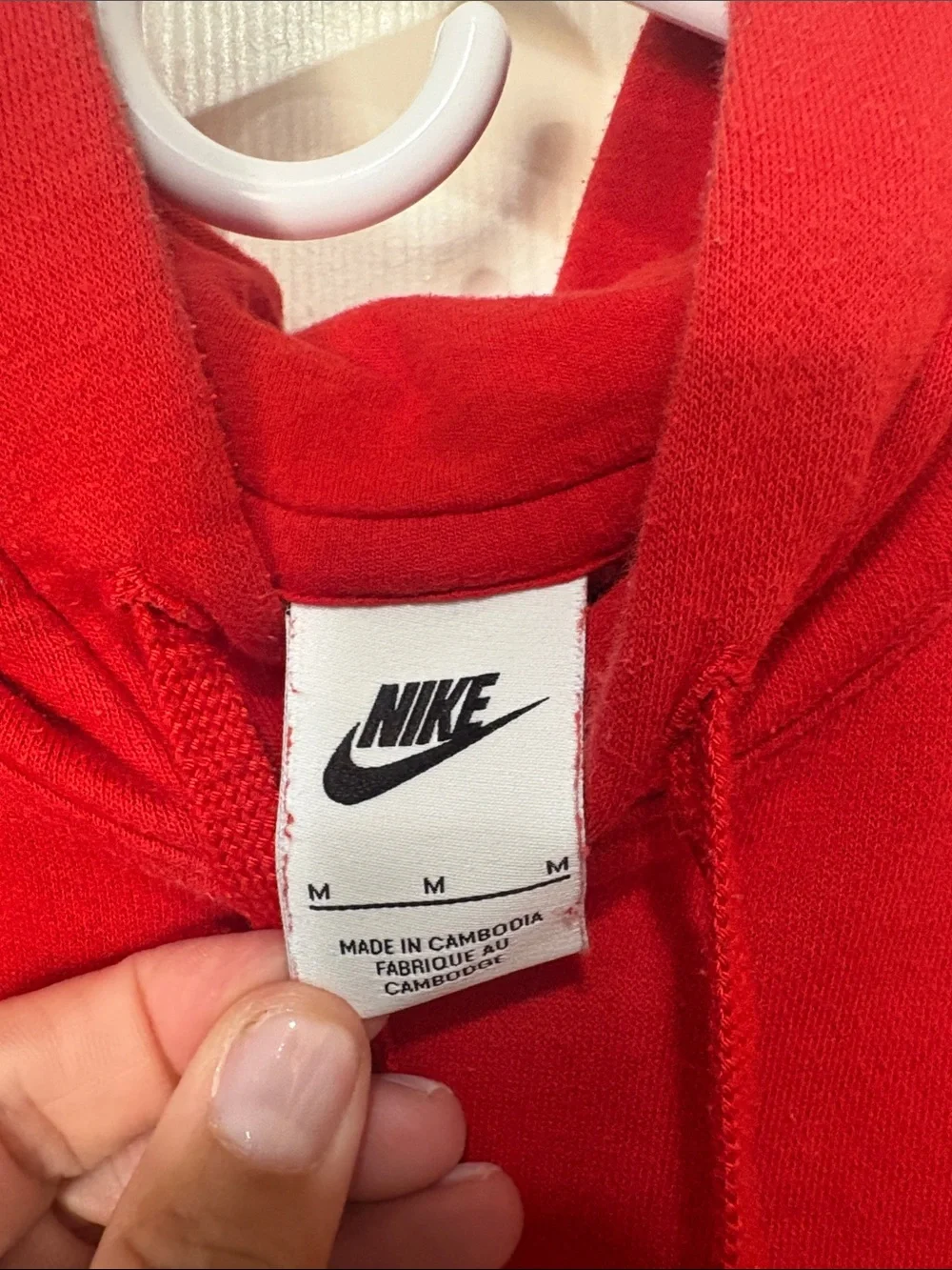 Nike Men’s Red Pullover Hoodie with White Swoosh